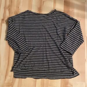 Gray/Black Striped 3/4 Length Tee